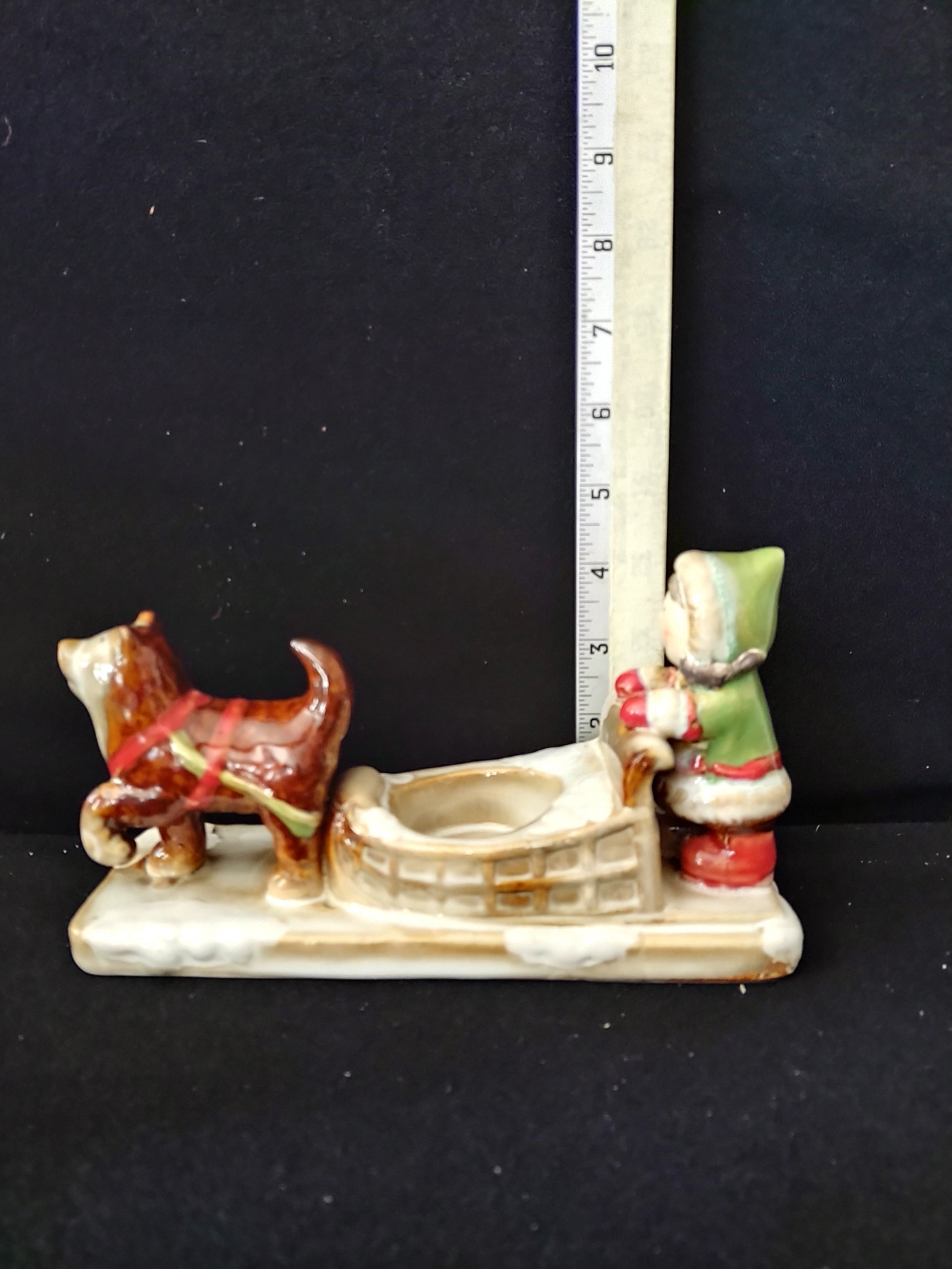 Vintage Yankee Candle Eskimo Girl Dog Sled Tea Light Candle Holder (Lot 3647)