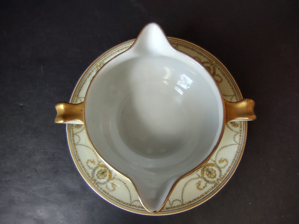 Haviland Limoges Eugenie Sauce Bowl Yellow Laurel Swag Ribbon (lot 941)