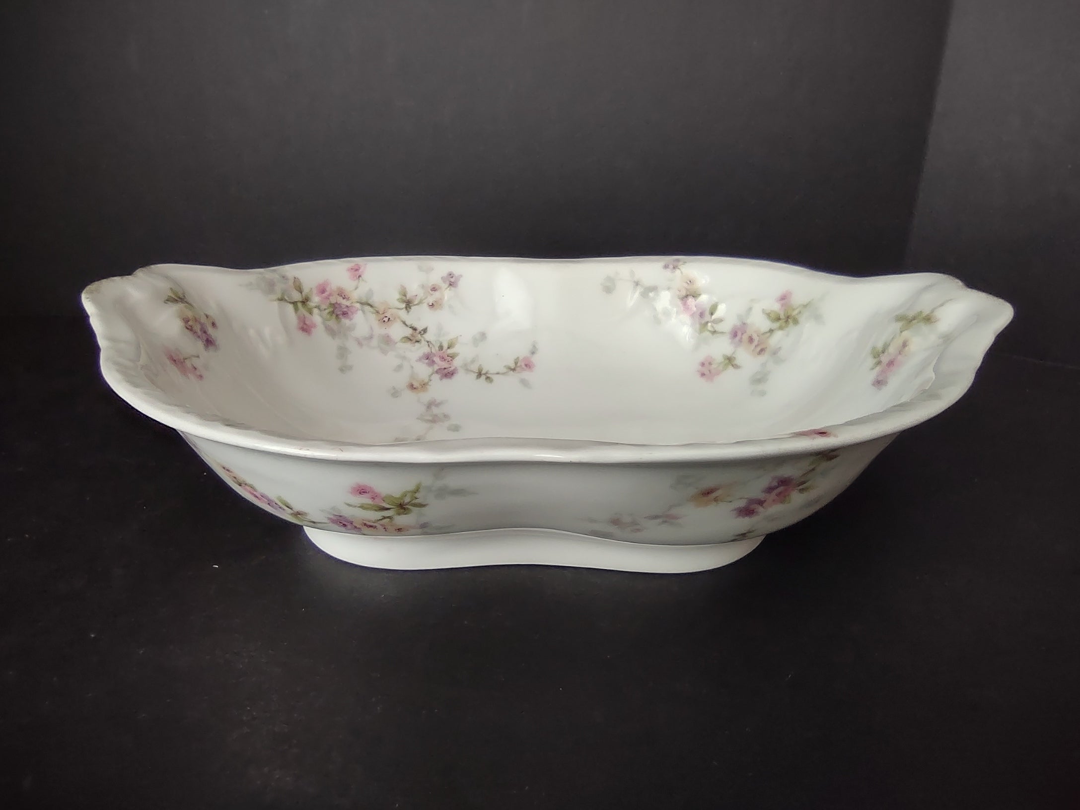 Haviland Limoges Serving Bowl Platter Pink Purple Yellow Rose (lot 842)
