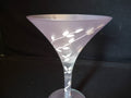 Vintage MCM Frosted Martini Glass Pink Leaves Handpainted (lot 2739)