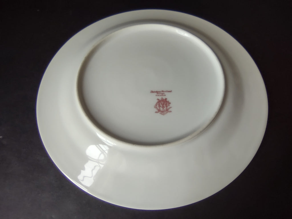 Haviland Limoges Dinner Plate 9-3/4" Pink White Cabbage Rose Moss (lot 909)