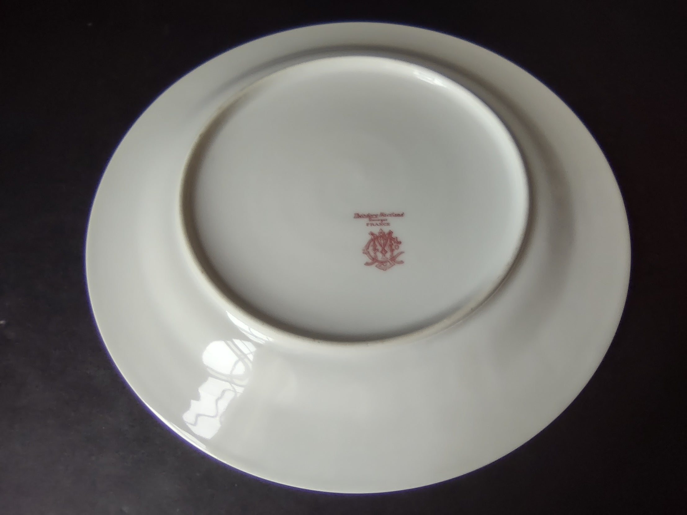 Haviland Limoges Dinner Plate 9-3/4" Pink White Cabbage Rose Moss (lot 909)
