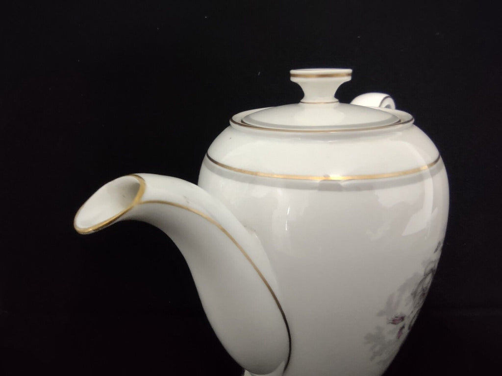 Vintage Collectable Gray Dawn Rosenthale Coffee Pot Floral Pink Rose (lot 239)