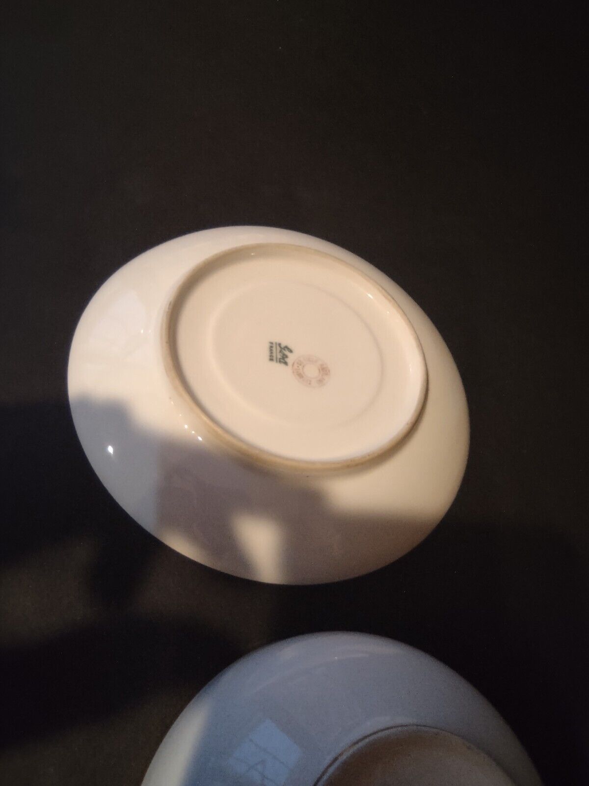 GDA Limoges France Porcelain Cup & Saucer White Gold Trim (lot 683)