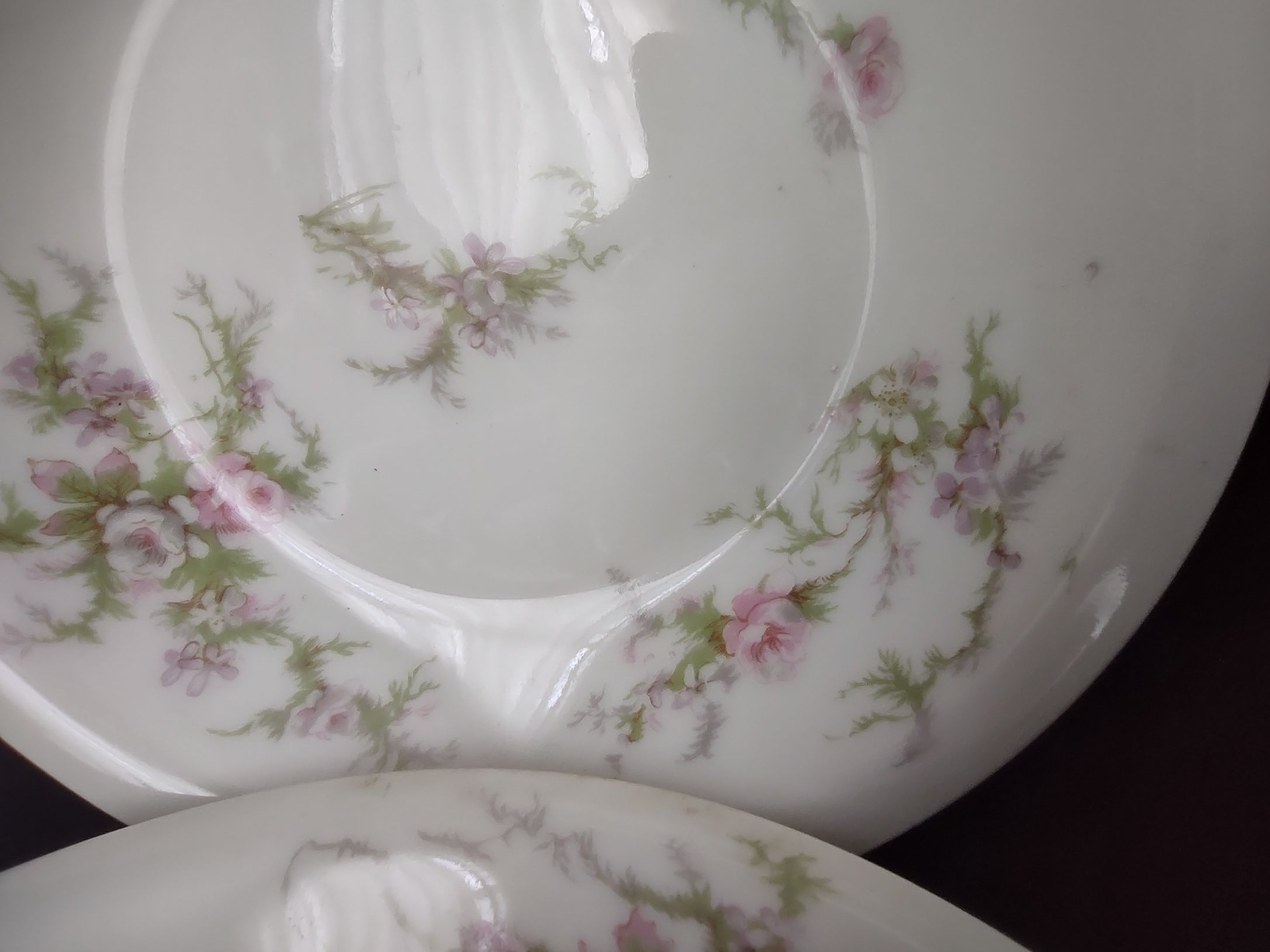 Haviland Limoges 7 x Small Bowl 5-1/2" Pink White Cabbage Rose Moss (lot 907)