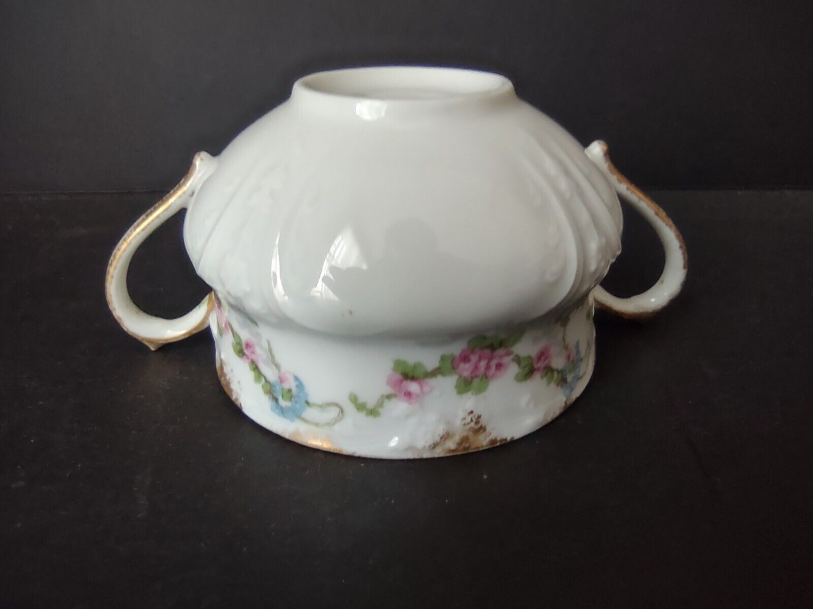 GDA CHf Haviland Limoges Gold Trim Pink Rose Swag Garland Bullion Cup (lot 483
