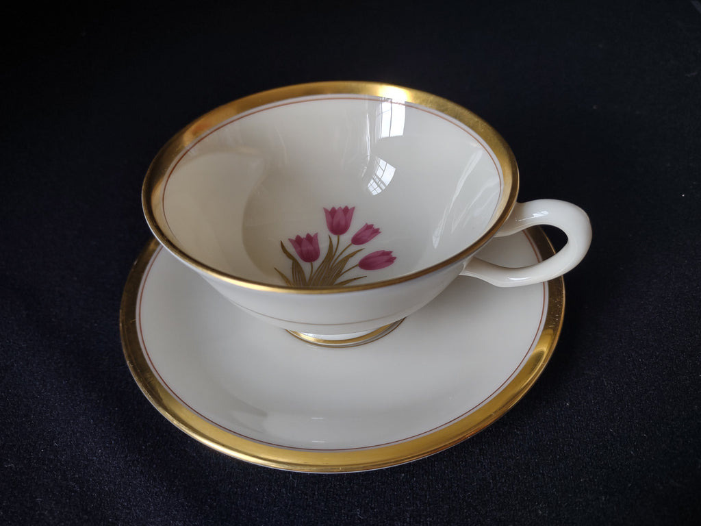 Vintage Lenox Bradford Tulips Gold Trim Tea Cup with Saucer (lot 1827)