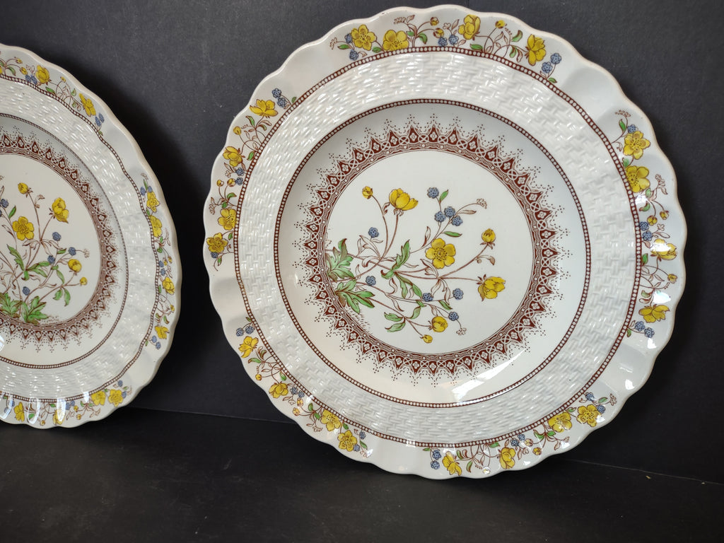 Vintage Spode Buttercup Dessert Plate x 3 English Countryside Ironstone lot 5741