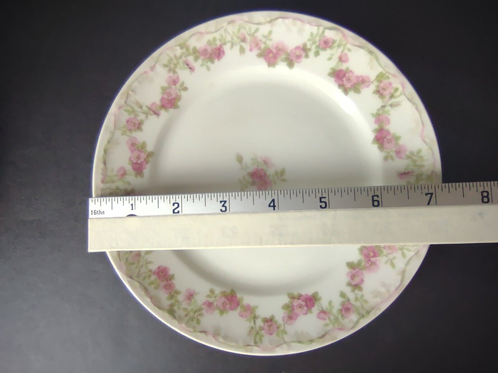 GDA Limoges Dinner & Salad Plate Apple Blossom Garland Swag Ribbon (lot 747)