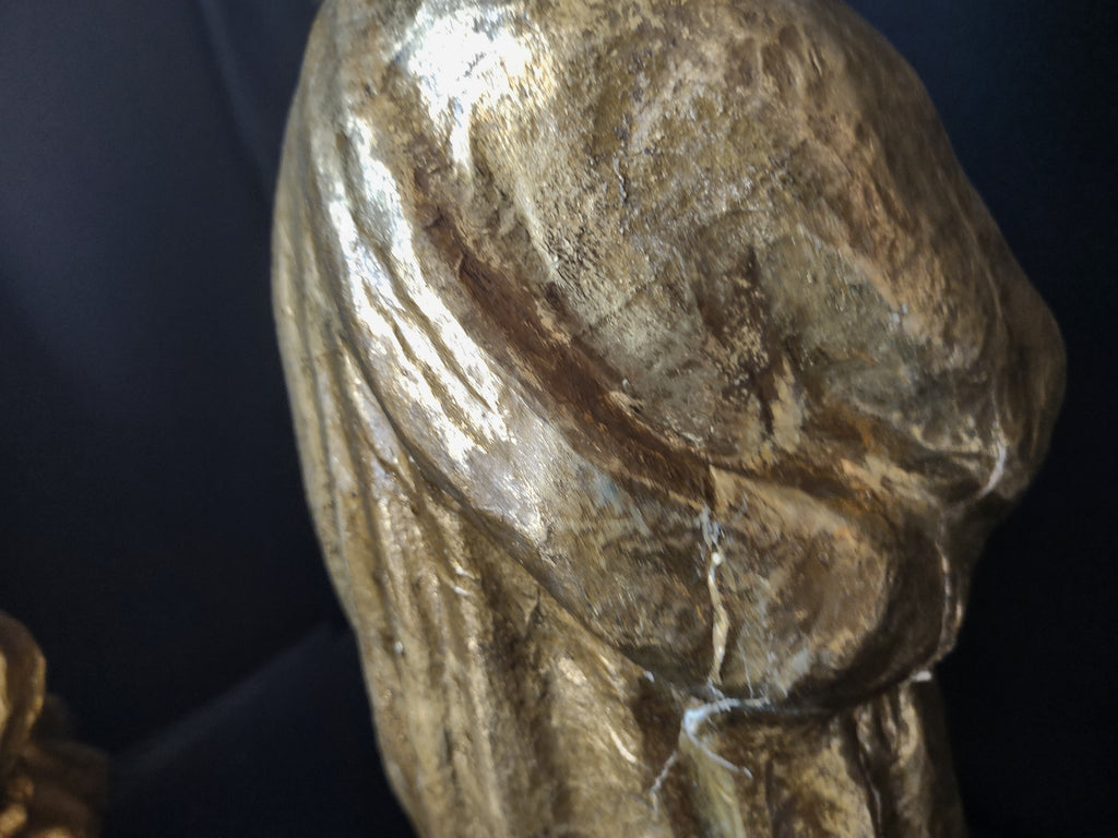 Christmas Paper Mache Joseph Mary Baby Nativity Golden Color 16" (lot 2183)