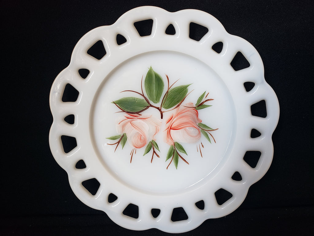 Vintage Westmoreland Roses Motif Milk Glass Wall Plate (lot 2187)
