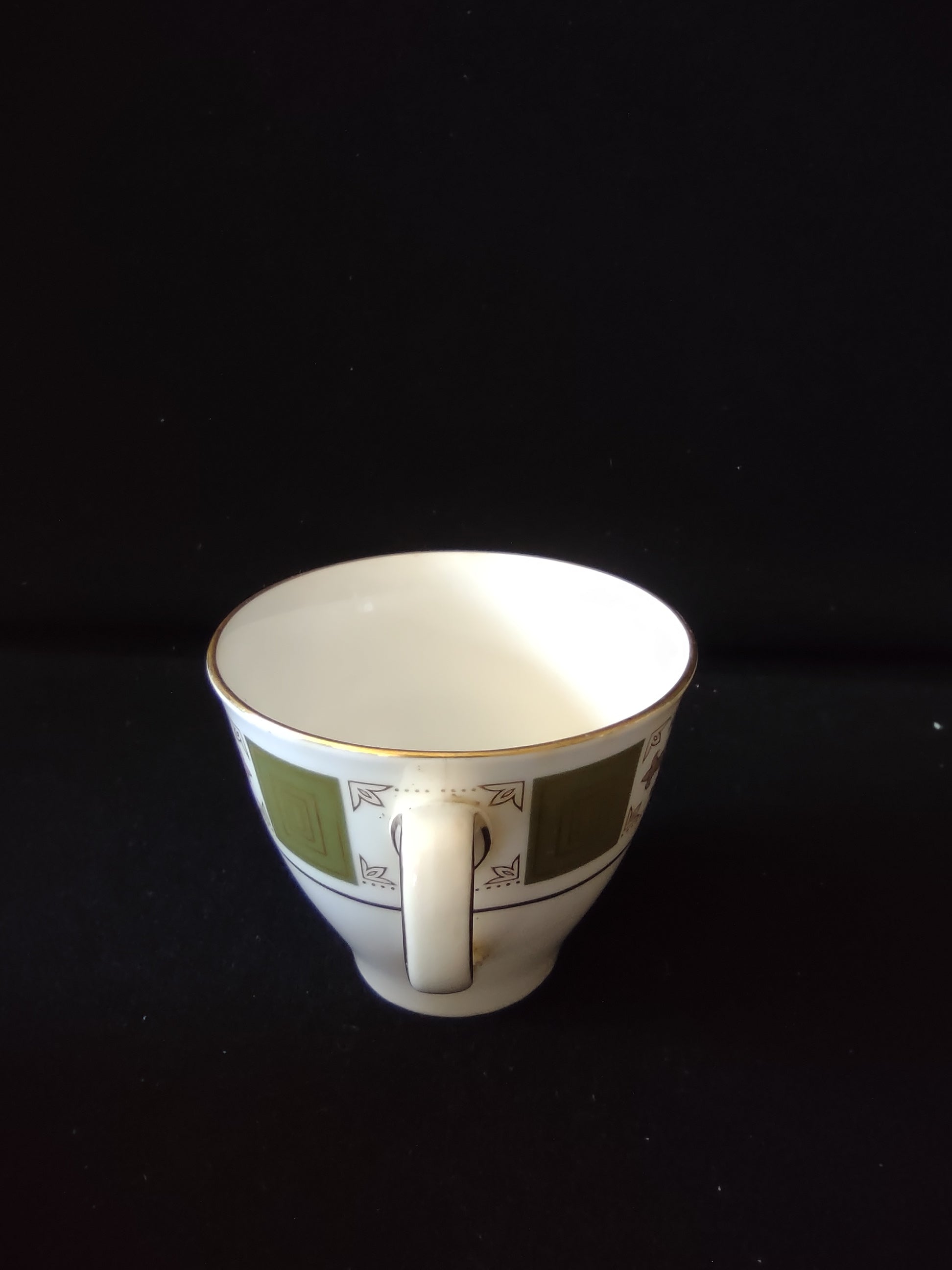 Vintage Spode Coffee Cup Persia Green Bone China Set Of 4 (Lot 5725)