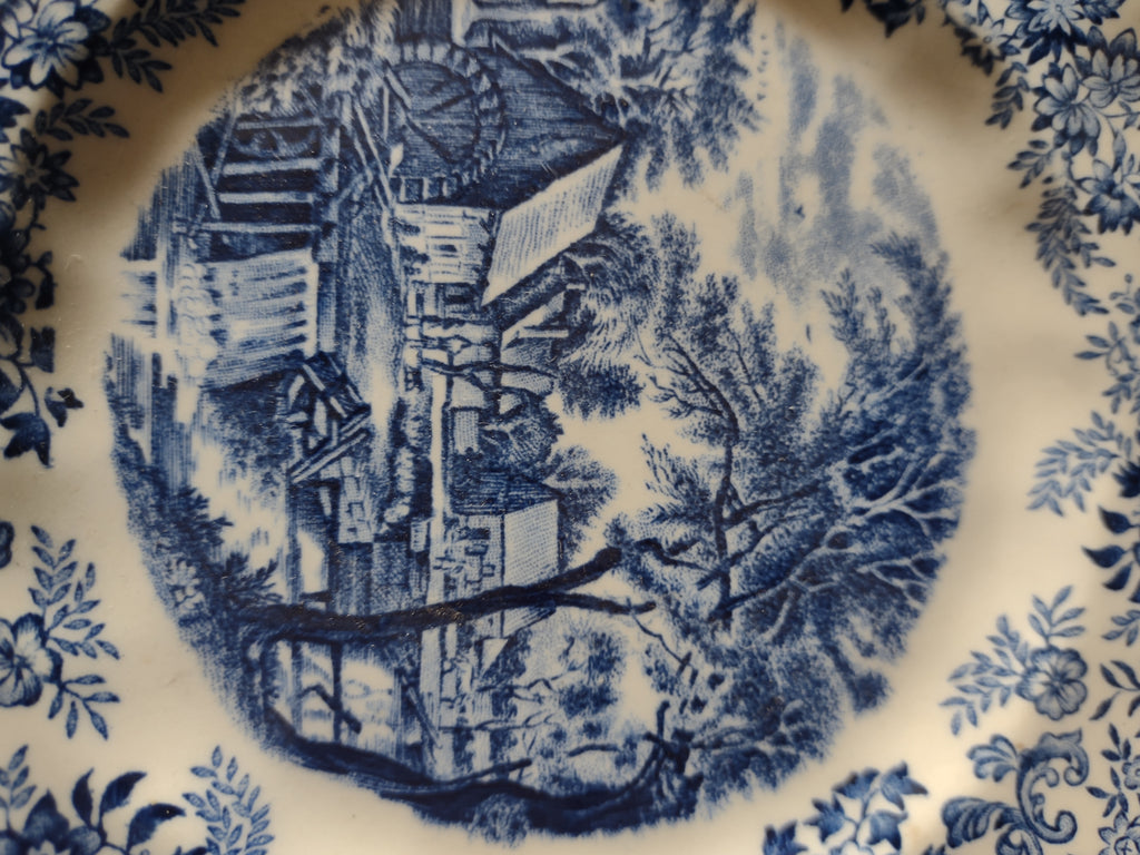 Vintage Johnson Brothers 6" Plate Mill Stream Blue Set Of 2 IMPERFECT (Lot 5583)
