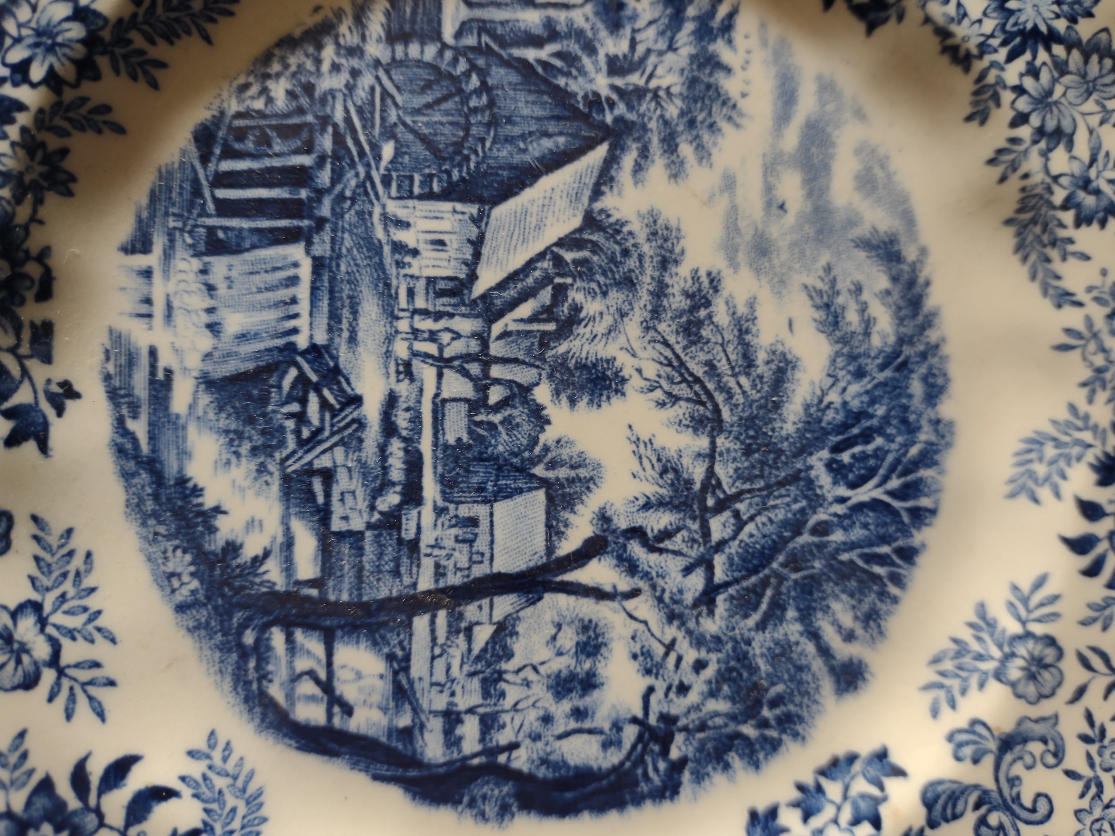 Vintage Johnson Brothers 6" Plate Mill Stream Blue Set Of 2 IMPERFECT (Lot 5583)