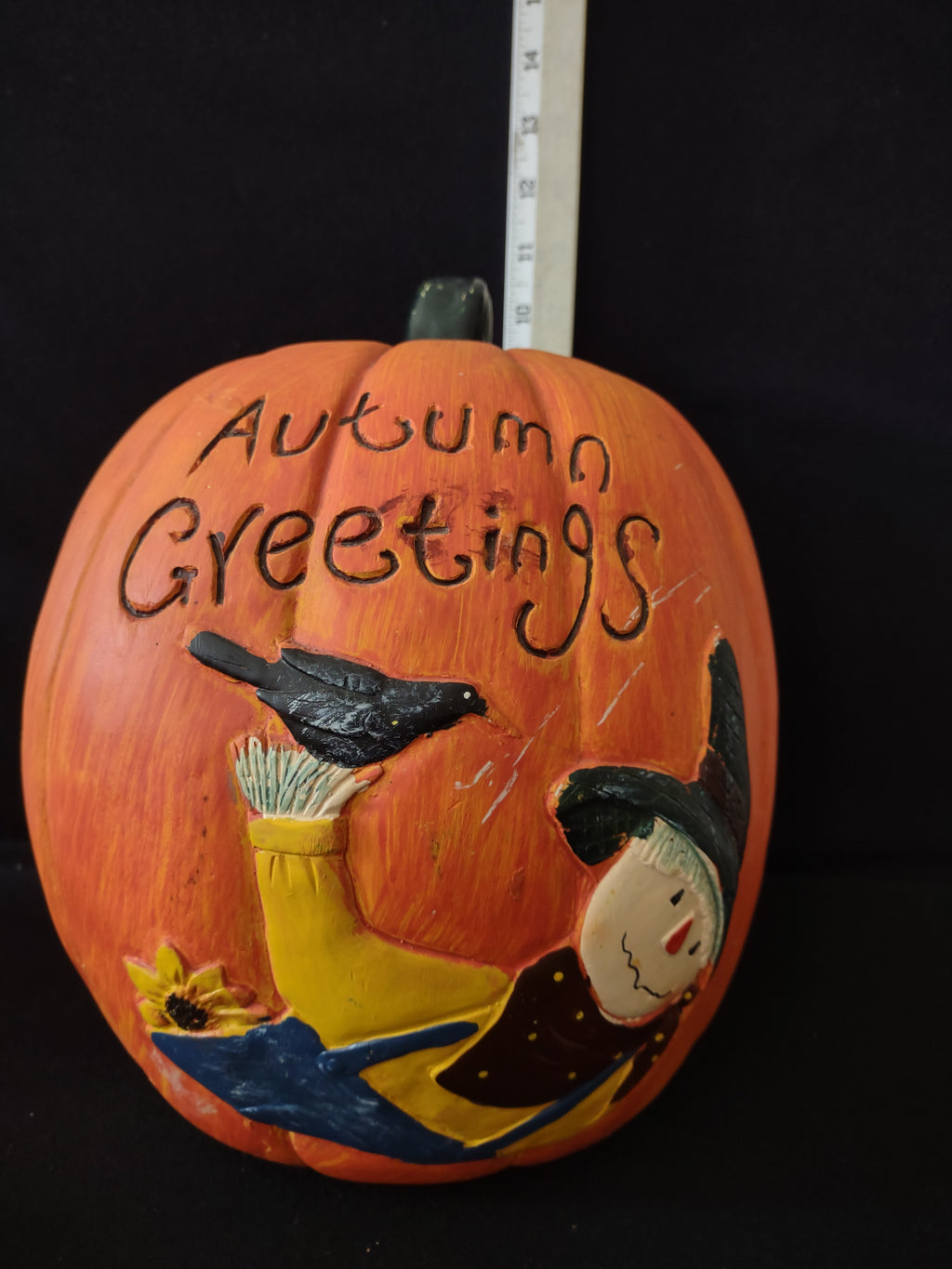 Halloween/Thanksgiving Ceramic Welcome Scarecrow Pumpkin (Lot 3121)