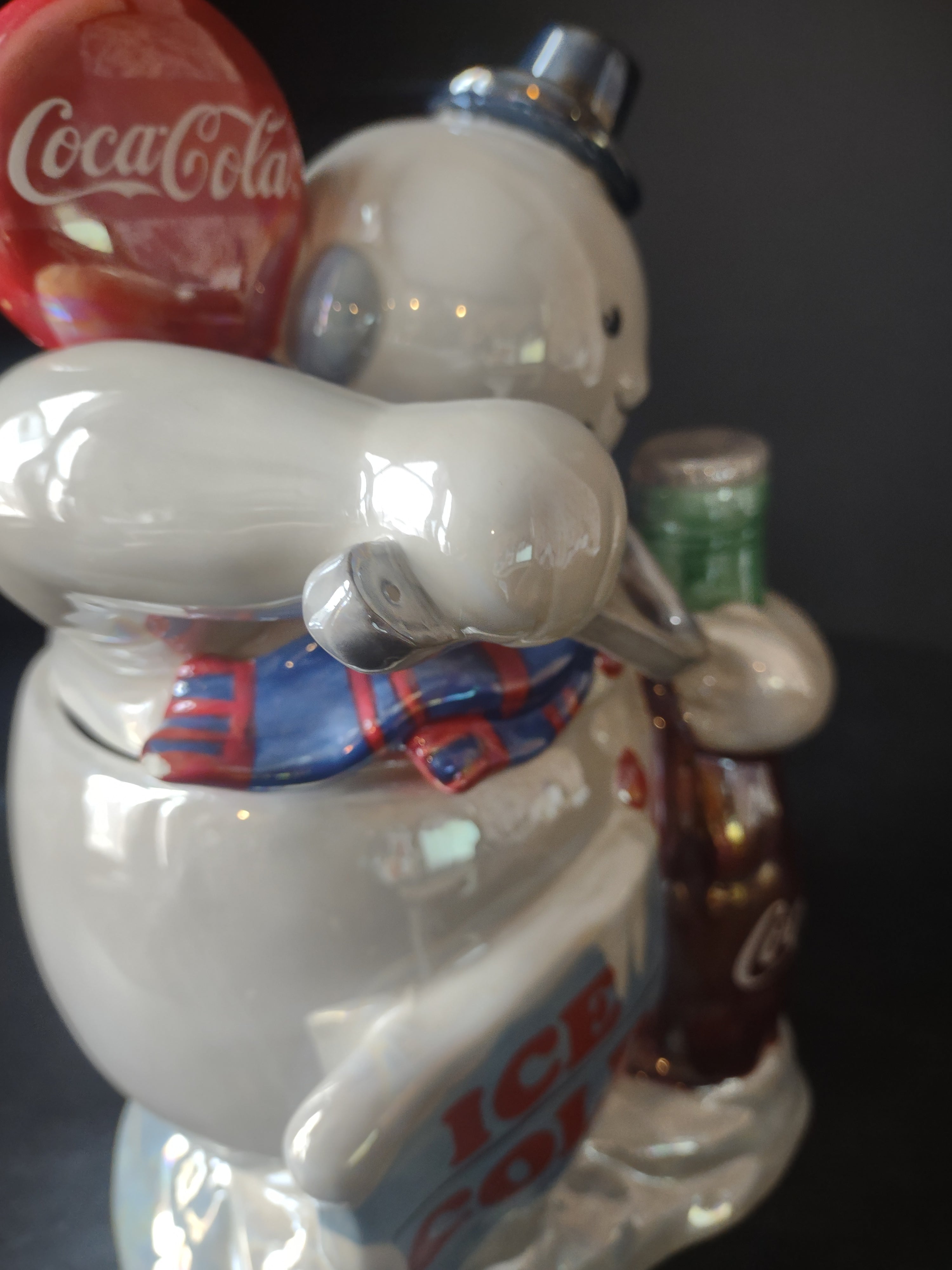 Coca Cola Snowman Coke Bottle Ice Cold Cookie Jar IMPERFECT (lot 2421)