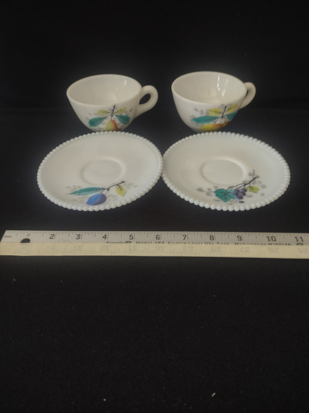 Vintage Westmoreland Fruit Tea Cup/Saucer Mixed Pear Grape (Lot 2931t)