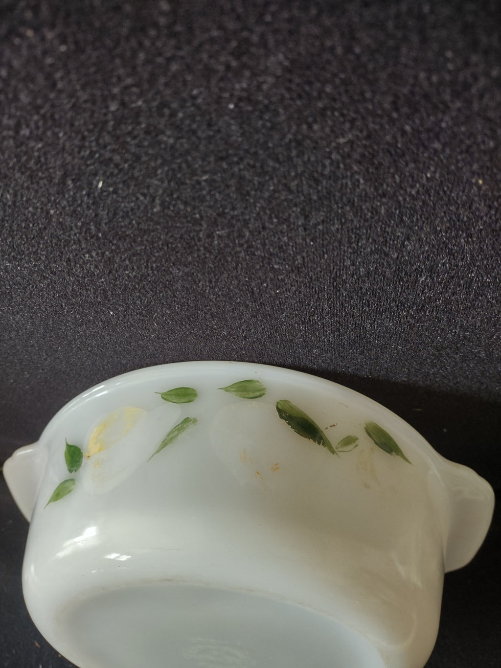 Vintage Fire King 2 Qt Casserole Meadow Green Gay Fad Leaf IMPERFECT (Lot 5134)