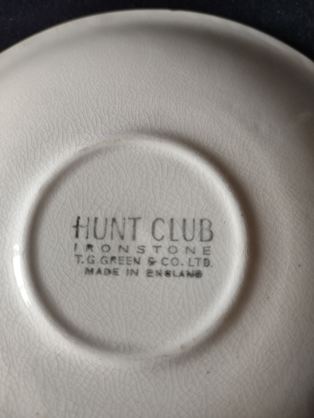 Vintage T G Green Teacup Saucer White Ironstone Hunt Club IMPERFECT (Lot 5664)
