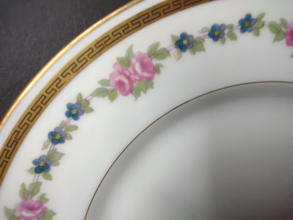 France Limoges for L. Bernardaud Double Gold Trim Roses Dessert Plate (lot 972)
