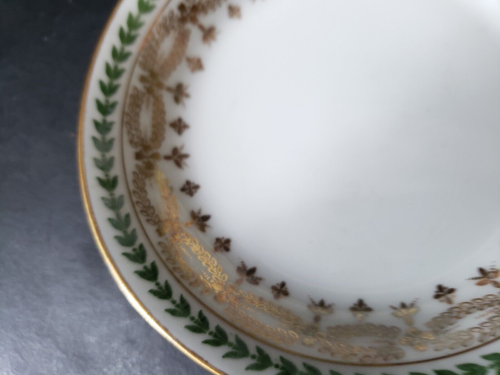 JP Limoges France Gold Trim Green Laurel Small Bowl 5" (585-1)