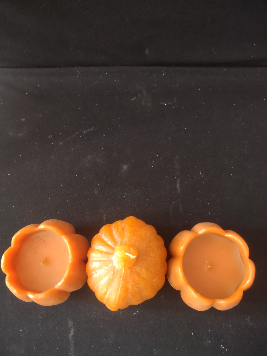 Halloween/Thanksgiving/Fall Wax Orange Candle Arrangement Set Of Three (Lot 3391