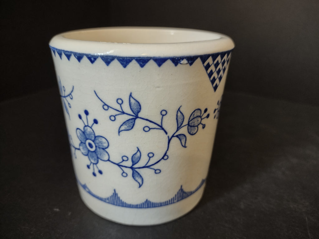 Vintage Viking Stoneware Mug Blue Flower White Farmhouse Cottage (lot 2944t)