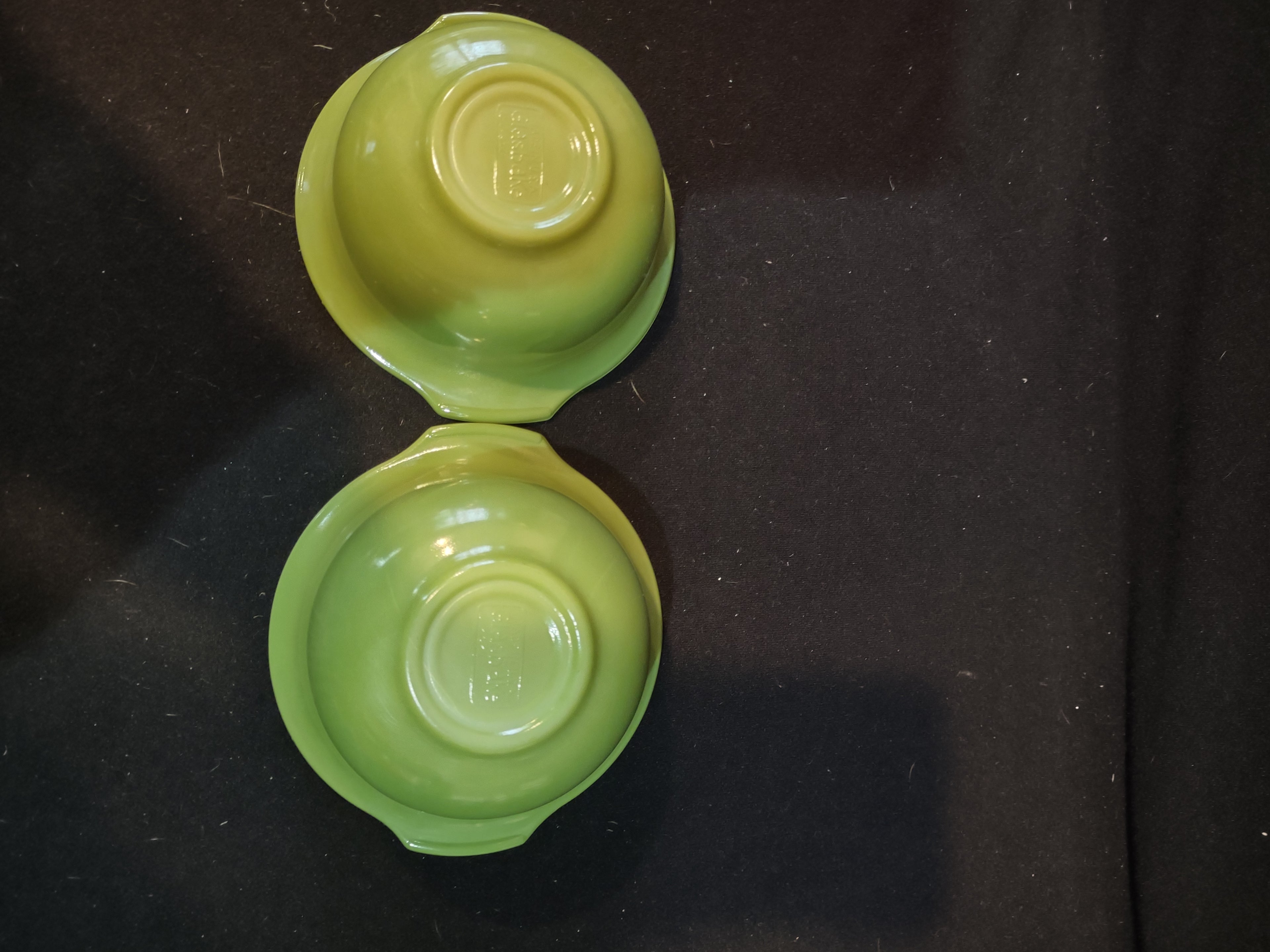 Vintage Glasbake Lime Green 5" Individual Casserole Bowls Set Of 2 (Lot 5228)