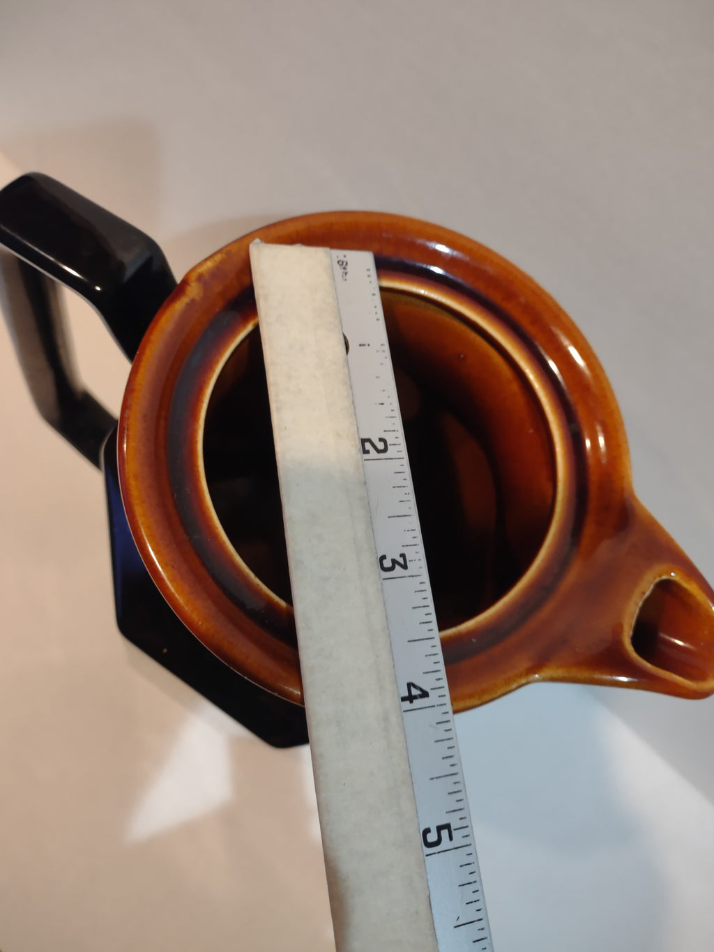 Vintage MCM Ironstone Amber Octagon Pitcher No LID Rustic (lot 5012)