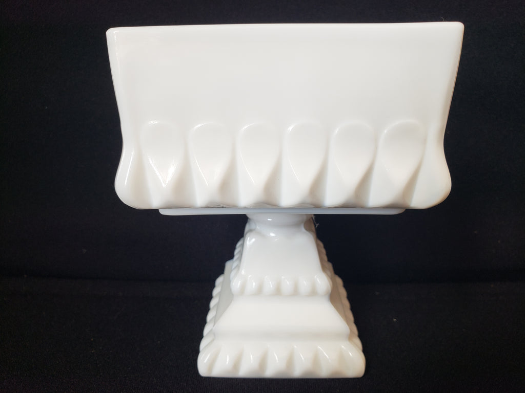 Vintage Milk Glass Footed Square Dish (lot 2218)