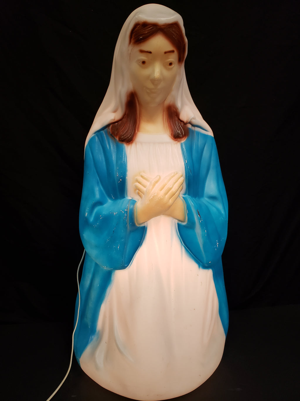 Vintage Christmas Outdoor Blue Open Eyes Mary Blow Mold 27" (lot 2265)
