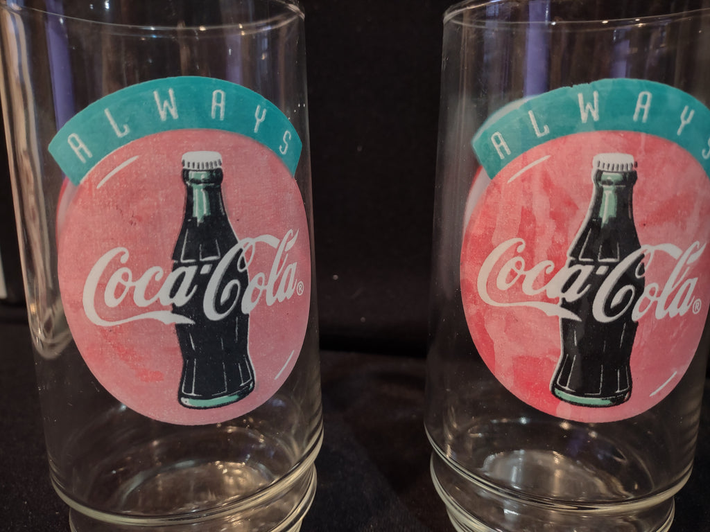 Vintage Coca-Cola Always Drinking Glass Tumbler x 2 (lot 5416)