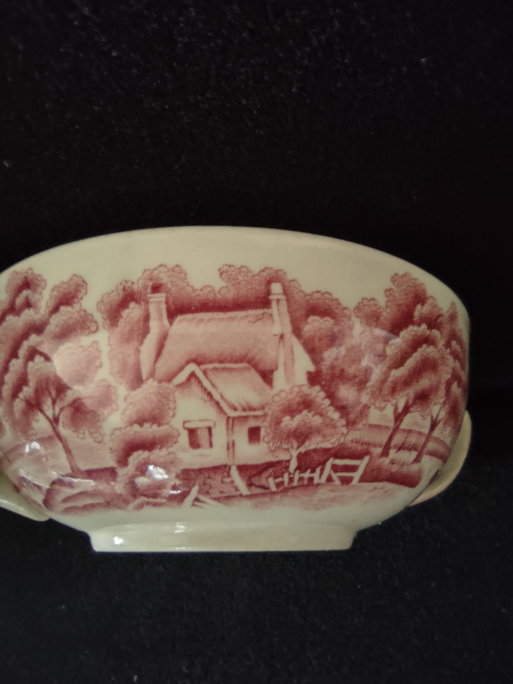 Vintage Wood Sons Cream Soup Bowl Enoch Woods English Scenery REPAIRED (Lot 5683