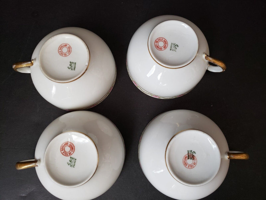 Haviland Limoges France 4 x Teacup Rose Garland Gold Trim (lot 615)