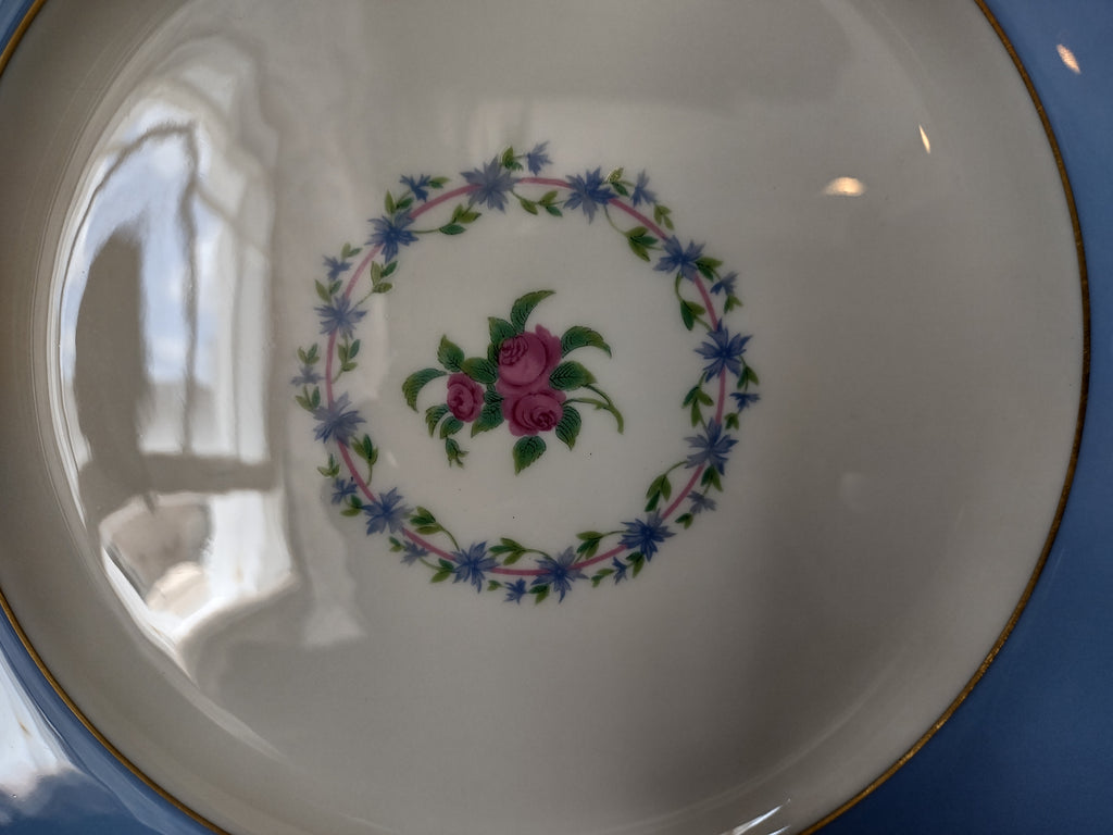 Vintage Lenox Blue Rim Black Starr & Frost Gorham Dinner Plate (lot 1797)