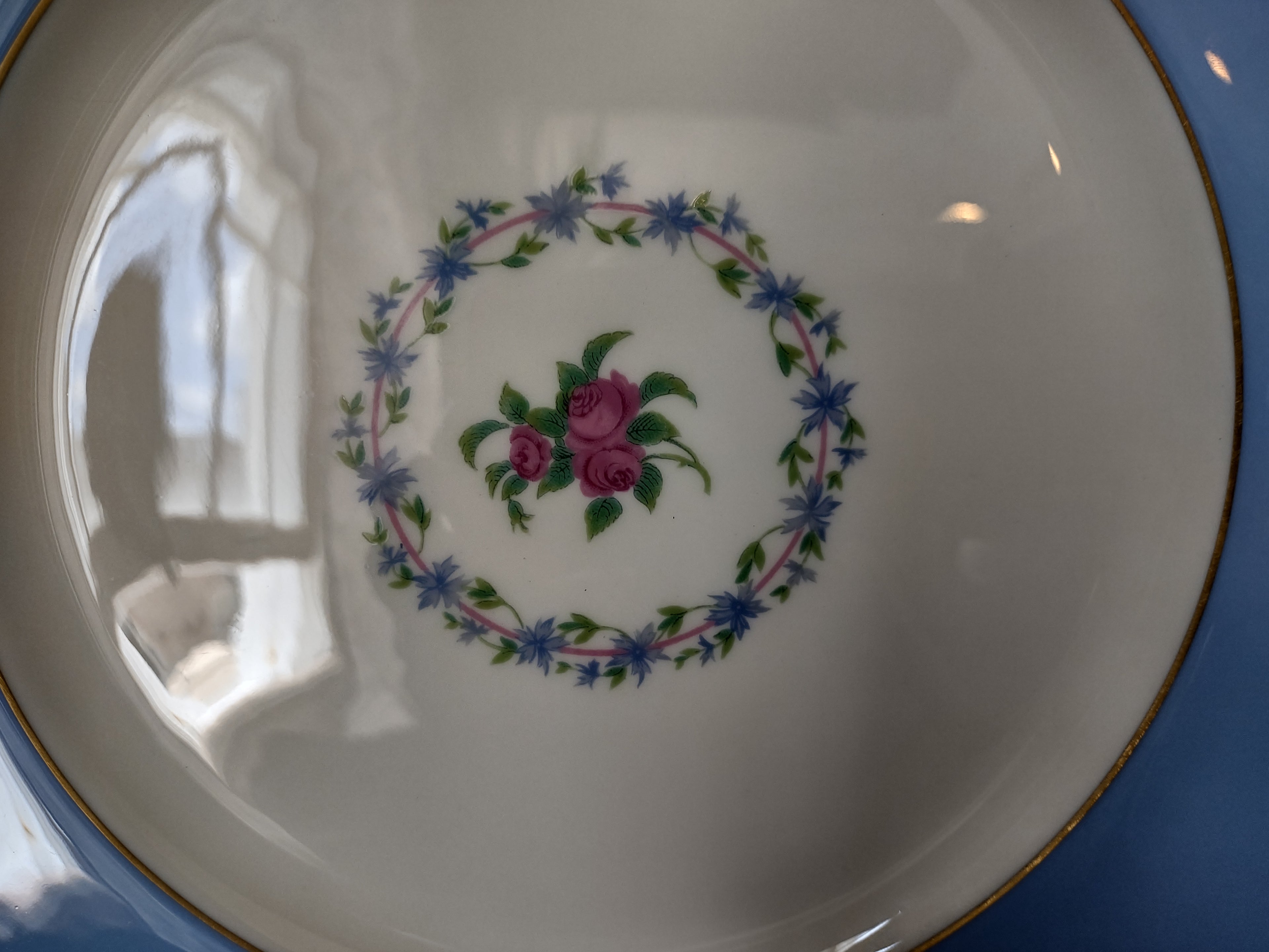 Vintage Lenox Blue Rim Black Starr & Frost Gorham Dinner Plate (lot 1797)