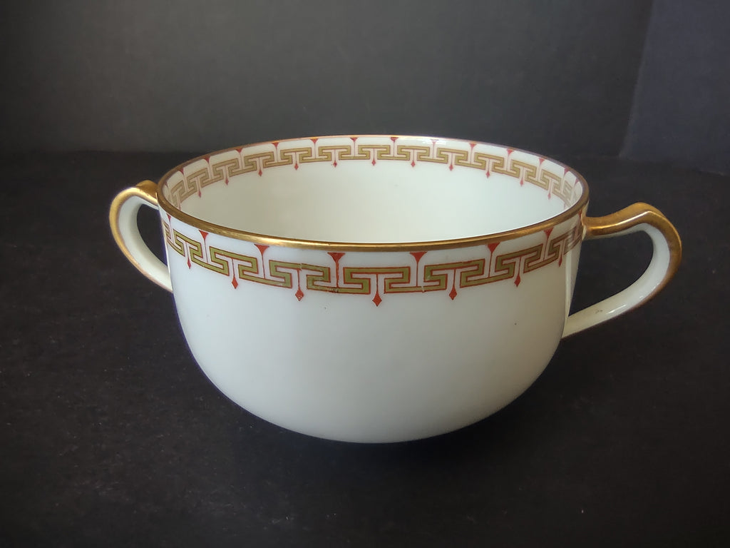 Haviland Limoges Bouillon Cup ONLY Green Red Design (lot 1064)