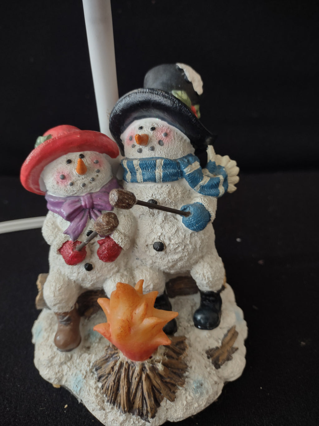 Vintage Christmas Winter Snowman Marshmallows Lamp Snowflake Shade (Lot 3735)