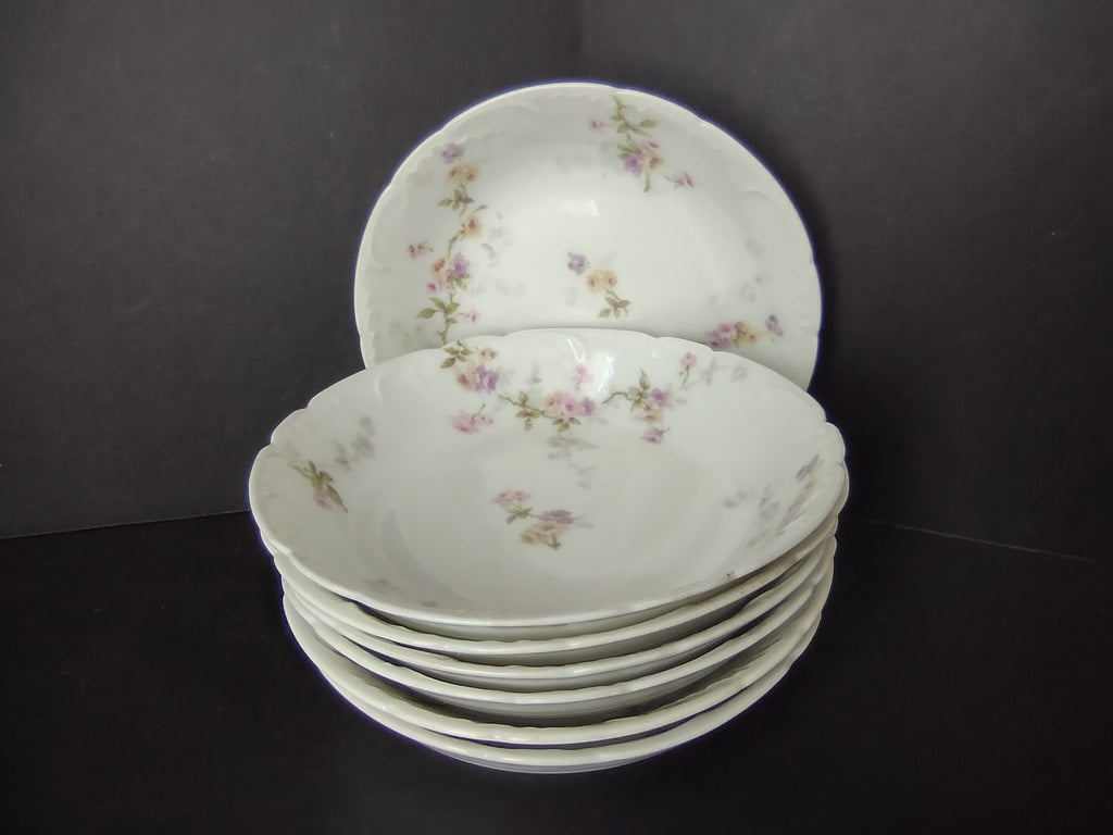 Haviland Limoges 7 x Small Bowl 5" Pink Purple Yellow Rose (lot 839)