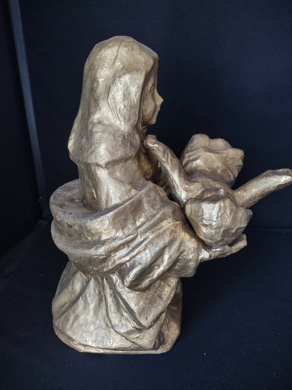 Christmas Paper Mache Joseph Mary Baby Nativity Golden Color 16" (lot 2183)