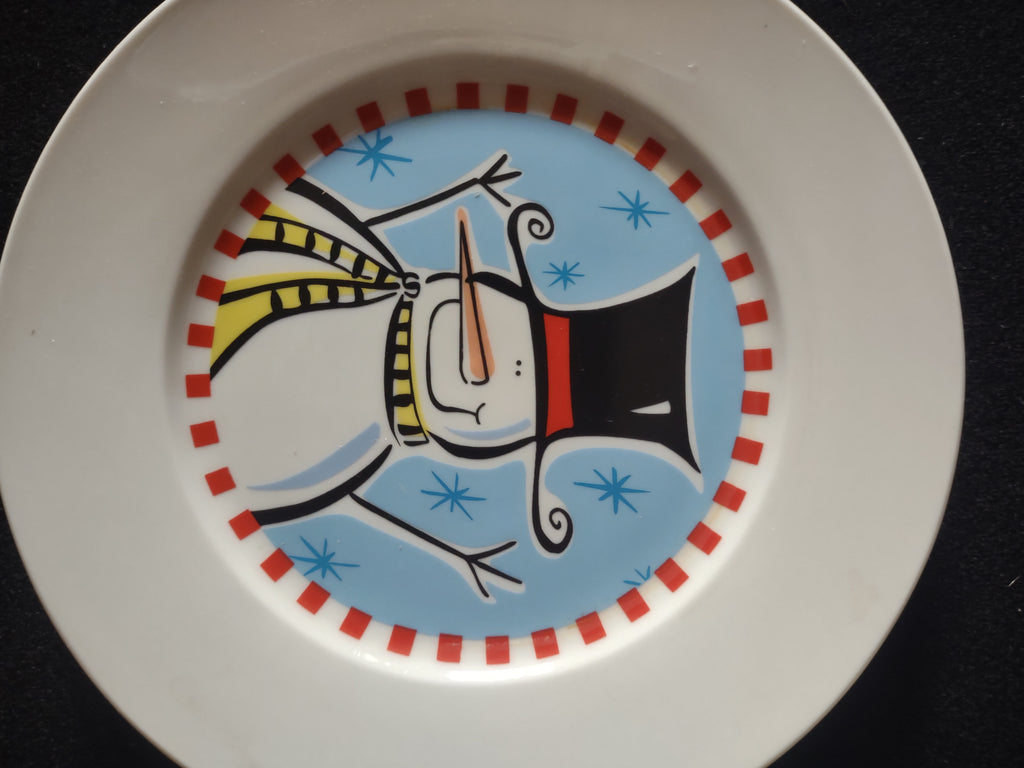 Christmas Winter Snowmen Kathryn Beich Dessert Plates Set Of 4 (Lot 4651t)