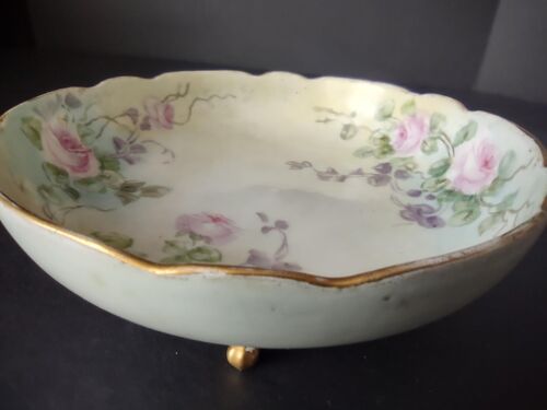 lot 757 Unmarked Footed Serving Bowl Roses