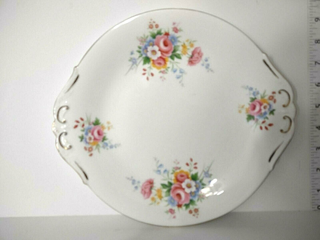 Paragon Fine Bone China Serving Cake Plate Platter Rose Design White Gold (lot 013)