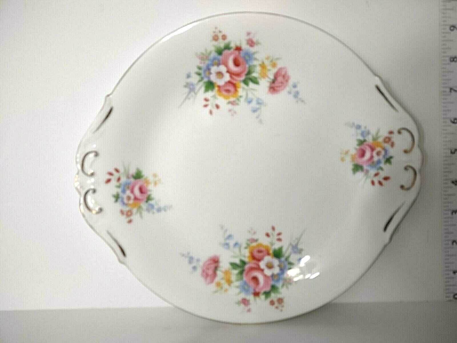 Paragon Fine Bone China Serving Cake Plate Platter Rose Design White Gold (lot 013)
