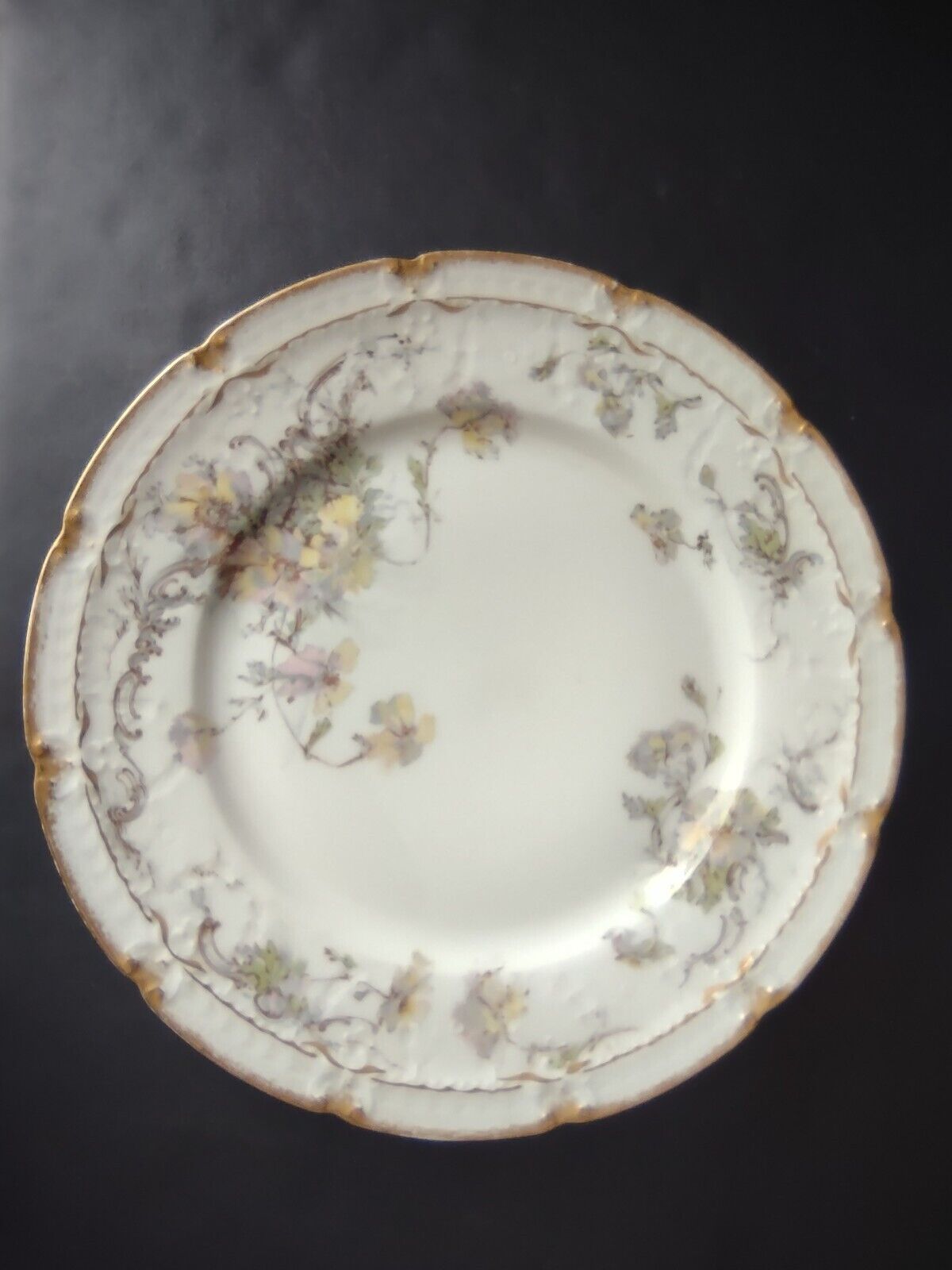 Haviland Limoges Raised Double Gold Trim Dinner Plate (lot 629)
