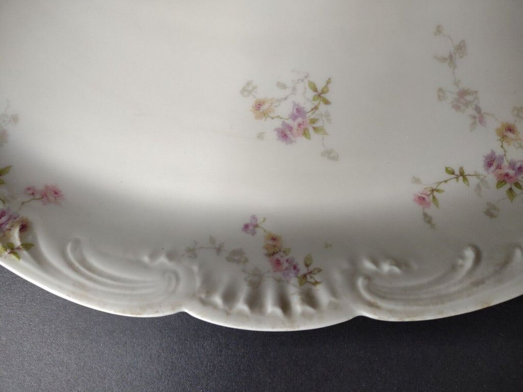 Haviland Limoges Gold Handle Pink Purple Rose Serving Platter 16" (lot 339)