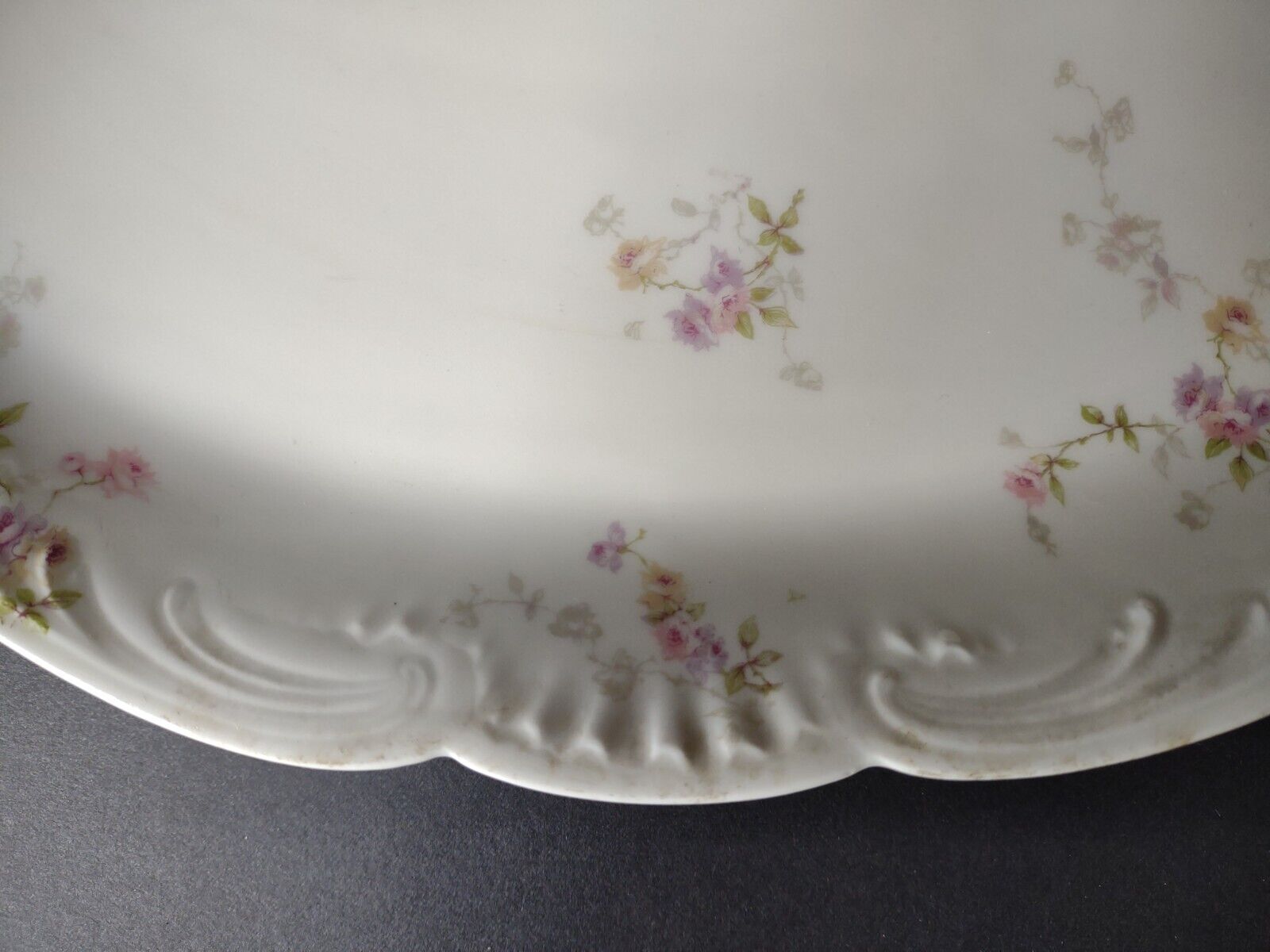 Haviland Limoges Gold Handle Pink Purple Rose Serving Platter 16" (lot 339)