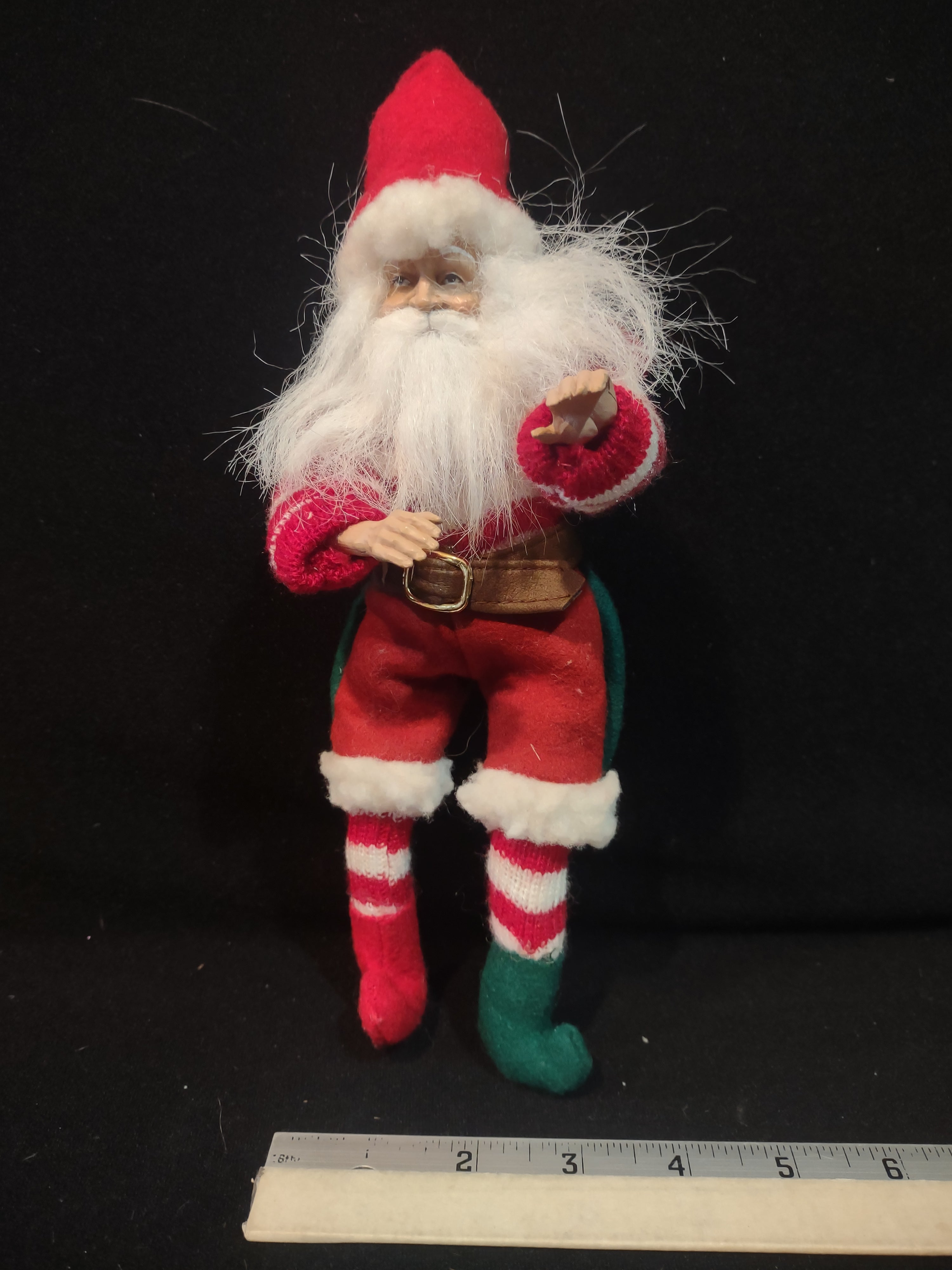 Vintage Christmas Santa Claus Red White Sweater Socks Mismatch Slippers (Lot4543