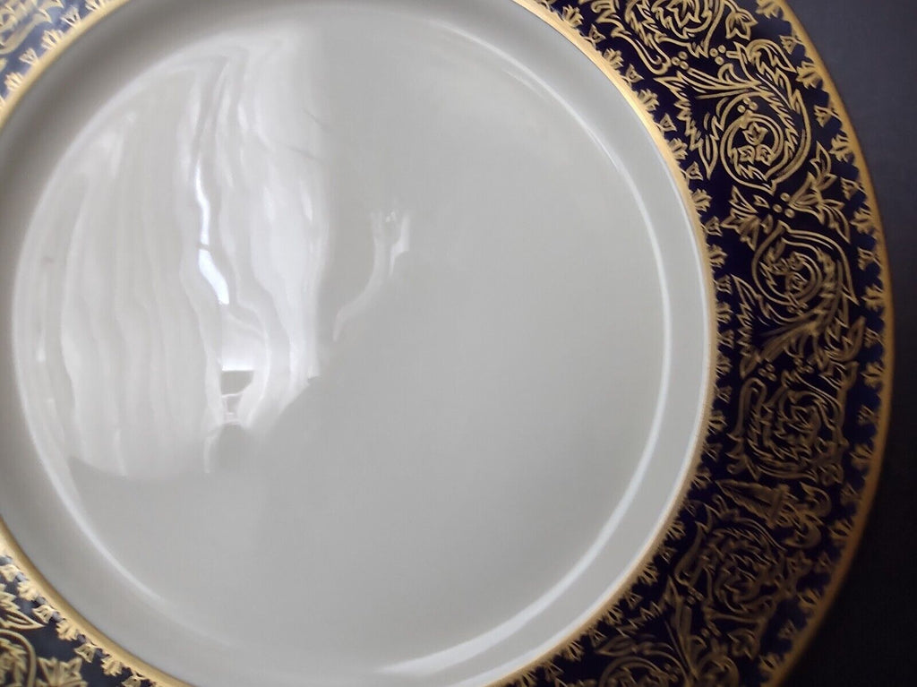 Alvin USA Heavy Ornate Gold Trim Cobal Blue Dinner Plate 10-1/8" (lot 722)