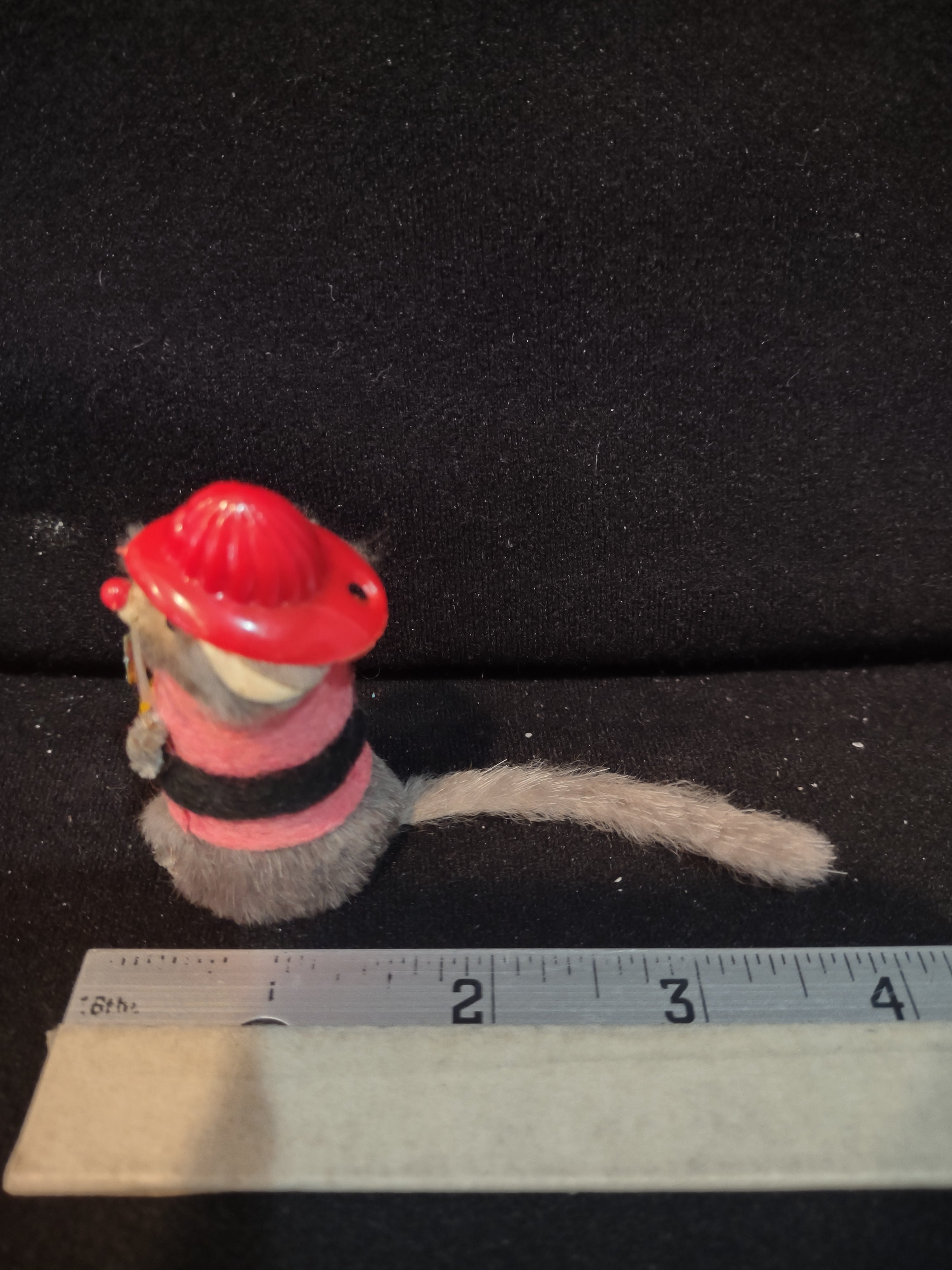 Vintage Original Fur Toy Fireman Mouse West Germany Real Fur (Lot 3959)
